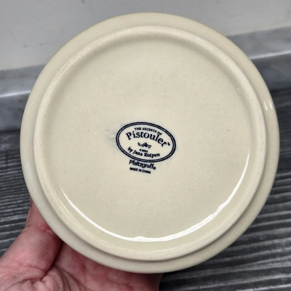 VTG Pfaltzgraff Secrets of‎ Pistoulet Jana Kolpen Ceramic Bowl, Red Green, 2002